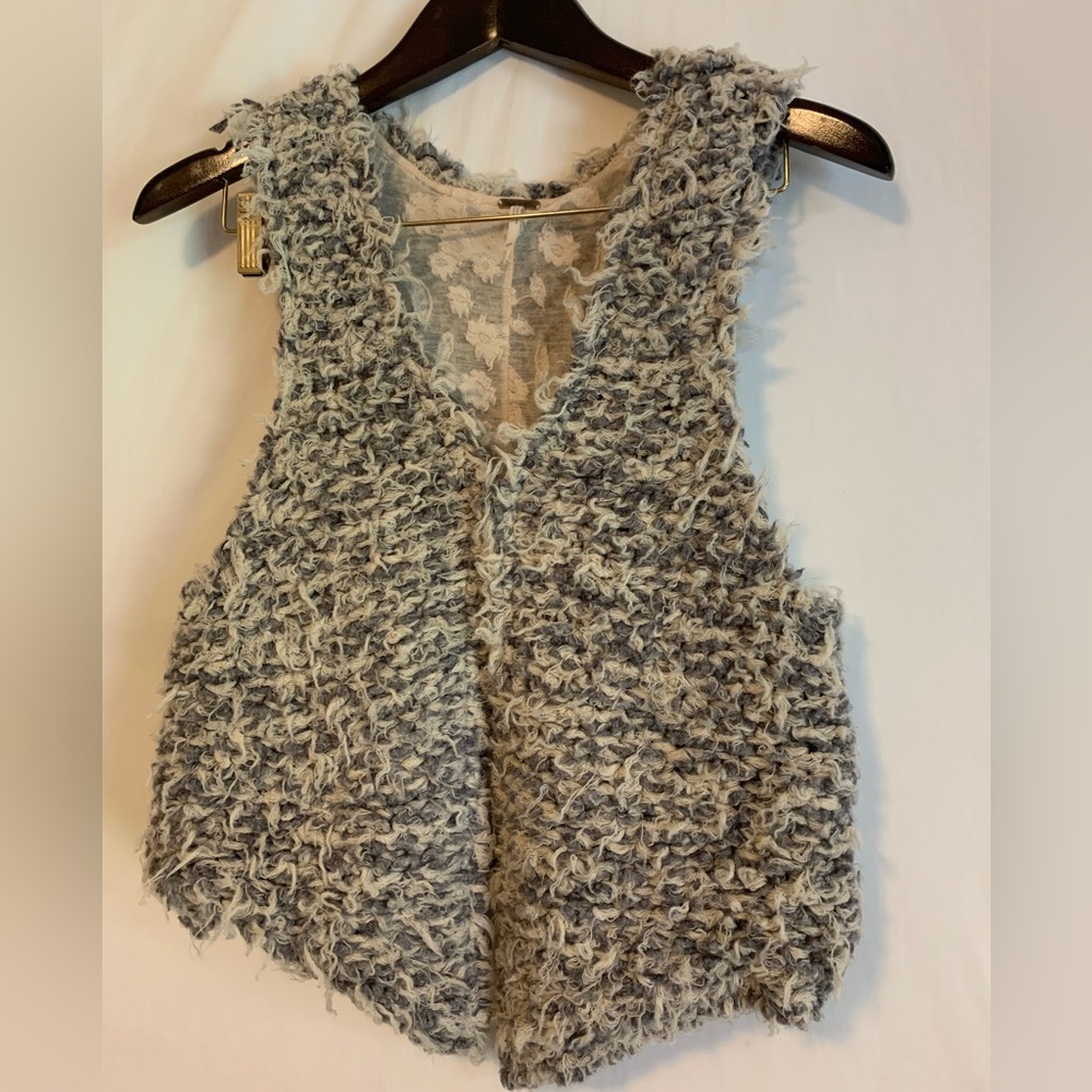Free People Gray Textured Sleeveless Vest